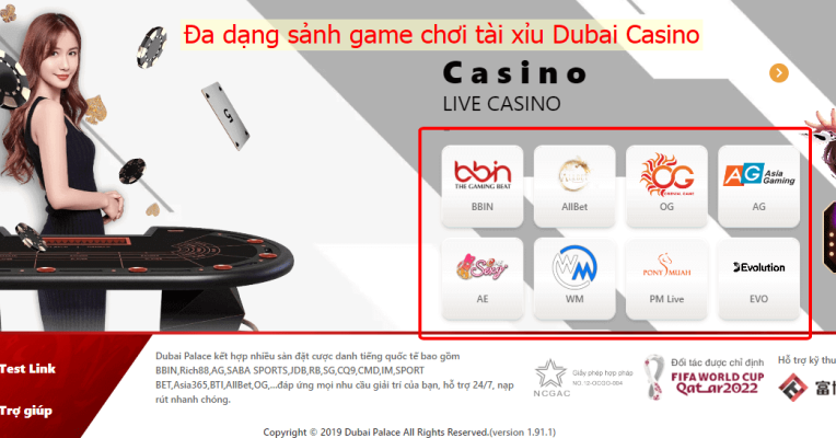 Đa dạng sảnh game tài xỉu Dubai Casino